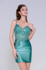 Sheath-Column Mini Stretch Satin Homecoming Dress CS0998 - COCOMELODY