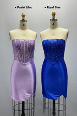 Sheath-Column Mini Stretch Satin Homecoming Dress CS1005