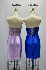 Sheath-Column Mini Stretch Satin Homecoming Dress CS1005