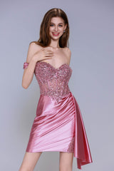 Sheath-Column Mini Stretch Satin Homecoming Dress CS1006 - COCOMELODY