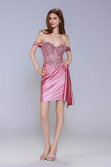 Sheath-Column Mini Stretch Satin Homecoming Dress CS1006 - COCOMELODY