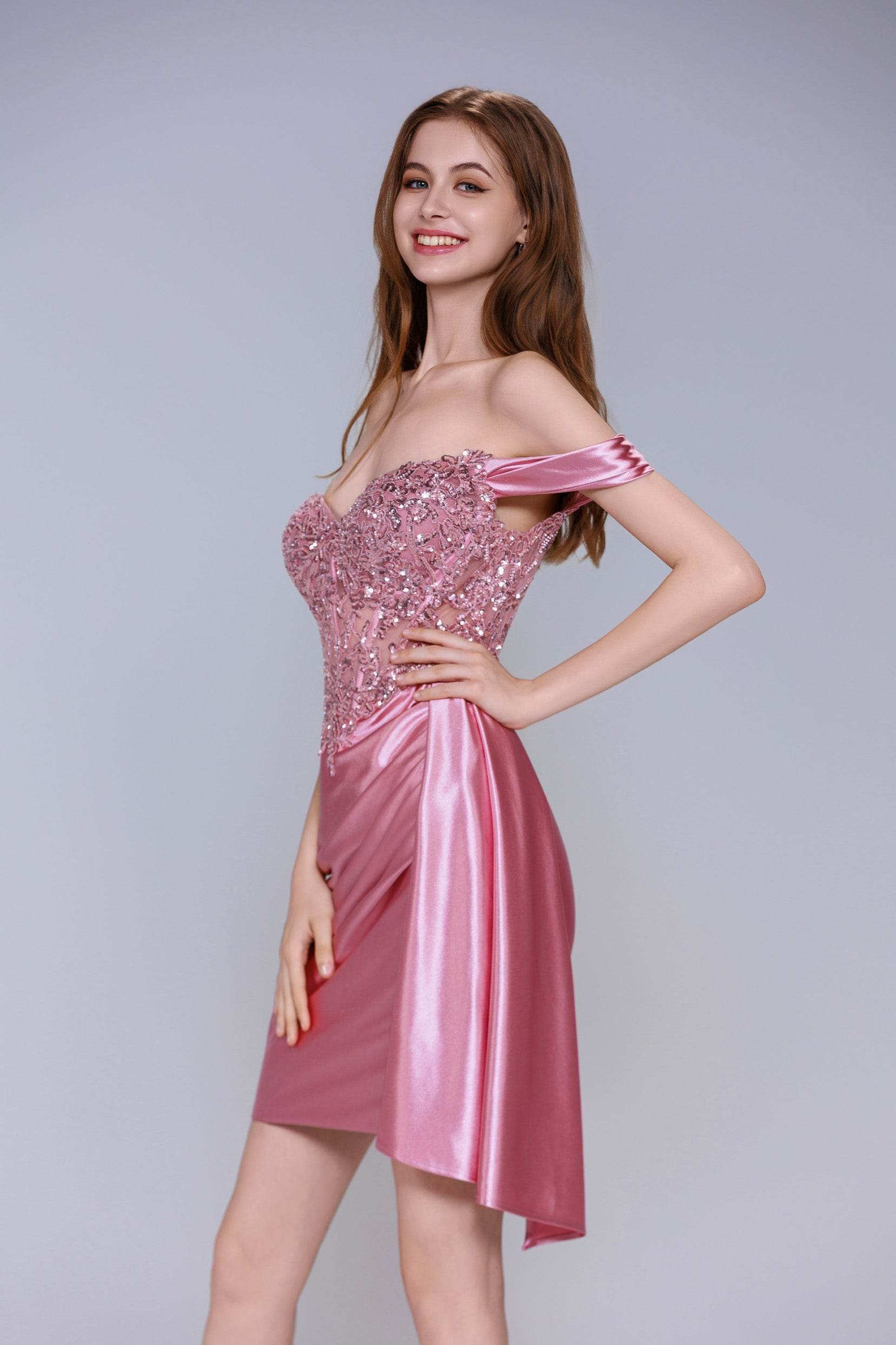 Sheath-Column Mini Stretch Satin Homecoming Dress CS1006 - COCOMELODY