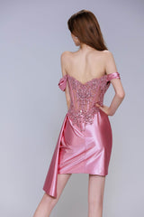Sheath-Column Mini Stretch Satin Homecoming Dress CS1006 - COCOMELODY