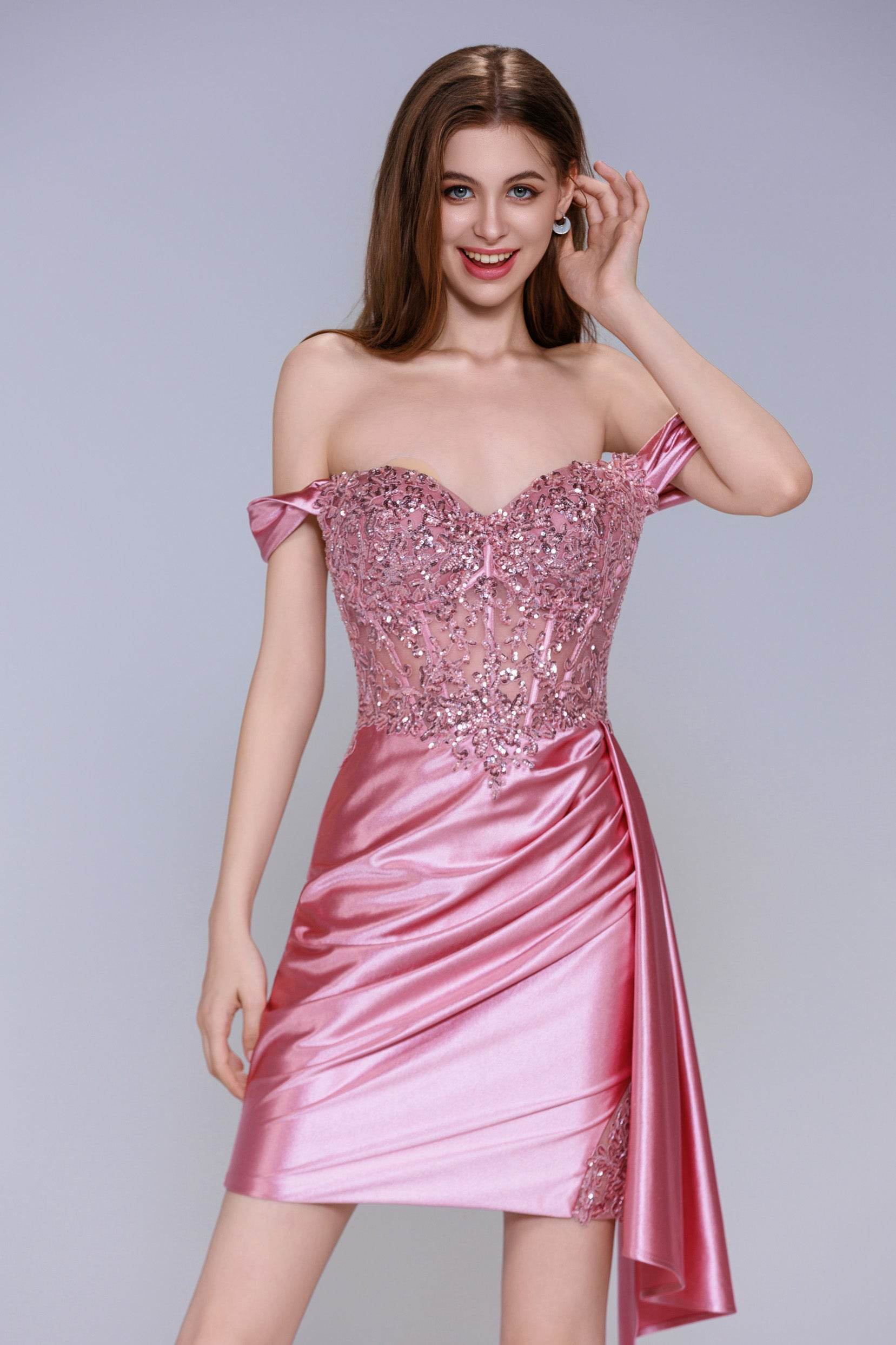 Sheath-Column Mini Stretch Satin Homecoming Dress CS1006 - COCOMELODY