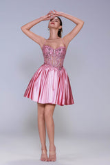 A-Line Mini Stretch Satin Homecoming Dress CS1007 - COCOMELODY