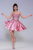 A-Line Mini Stretch Satin Homecoming Dress CS1007 - COCOMELODY