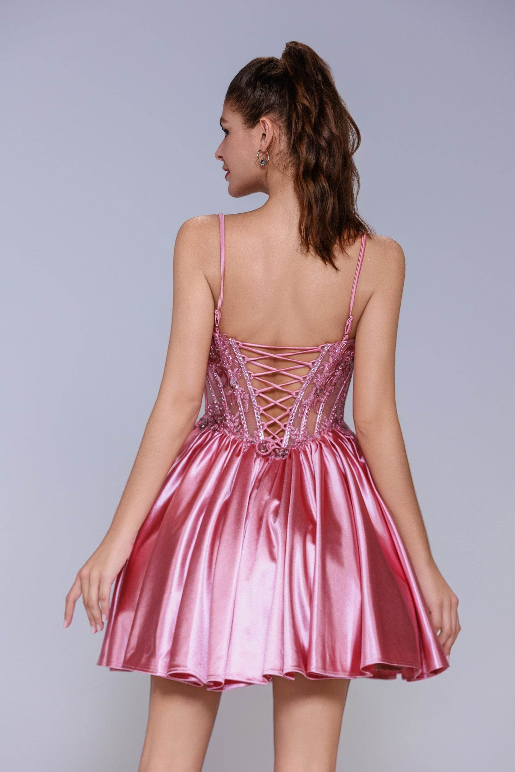 A-Line Mini Stretch Satin Homecoming Dress CS1007 - COCOMELODY