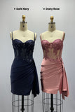 Sheath-Column Mini Stretch Satin Homecoming Dress CS1012