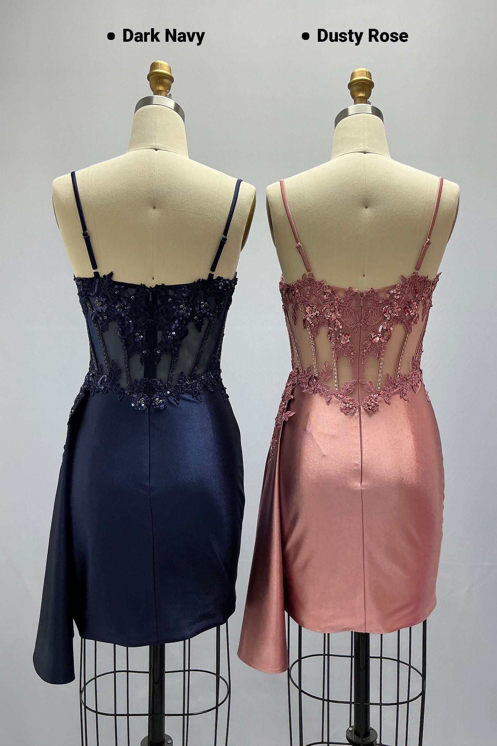 Sheath-Column Mini Stretch Satin Homecoming Dress CS1012