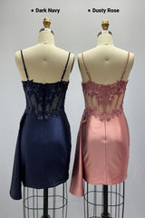 Sheath-Column Mini Stretch Satin Homecoming Dress CS1012