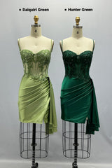 Sheath-Column Mini Stretch Satin Homecoming Dress CS1012