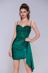 Sheath-Column Mini Stretch Satin Homecoming Dress CS1012 - COCOMELODY