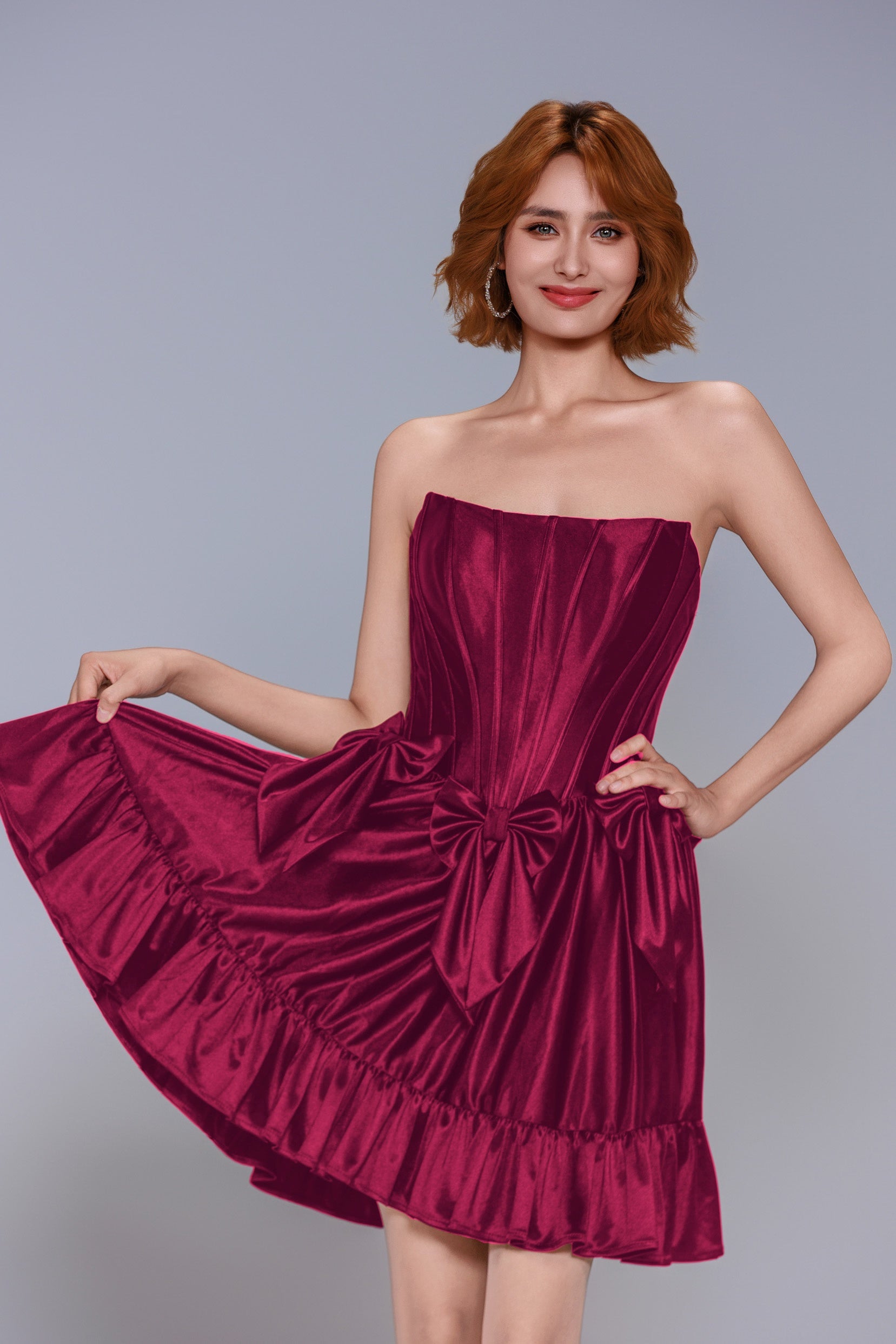 A-Line Mini Stretch Satin Homecoming Dress CS1015
