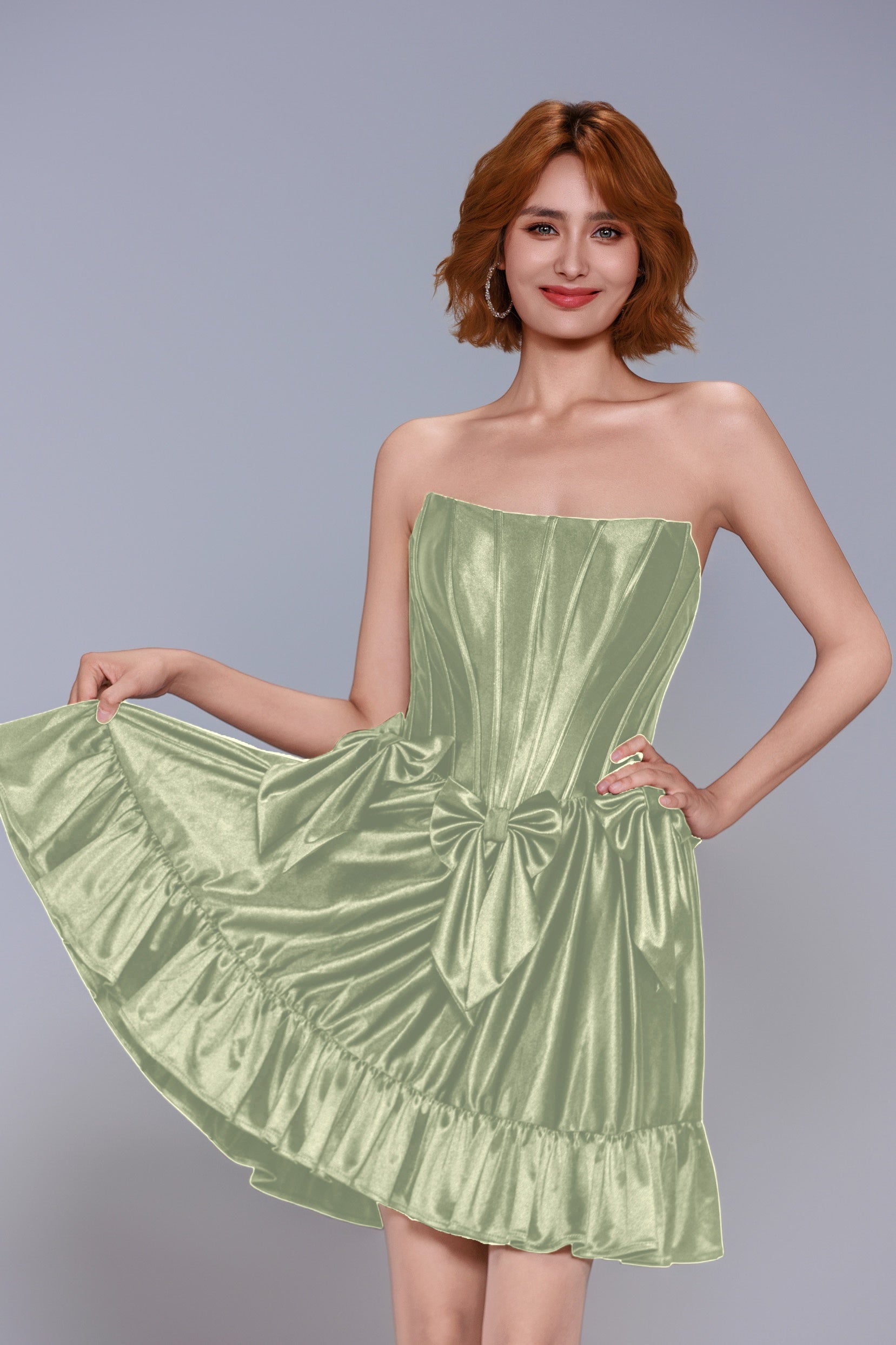 A-Line Mini Stretch Satin Homecoming Dress CS1015