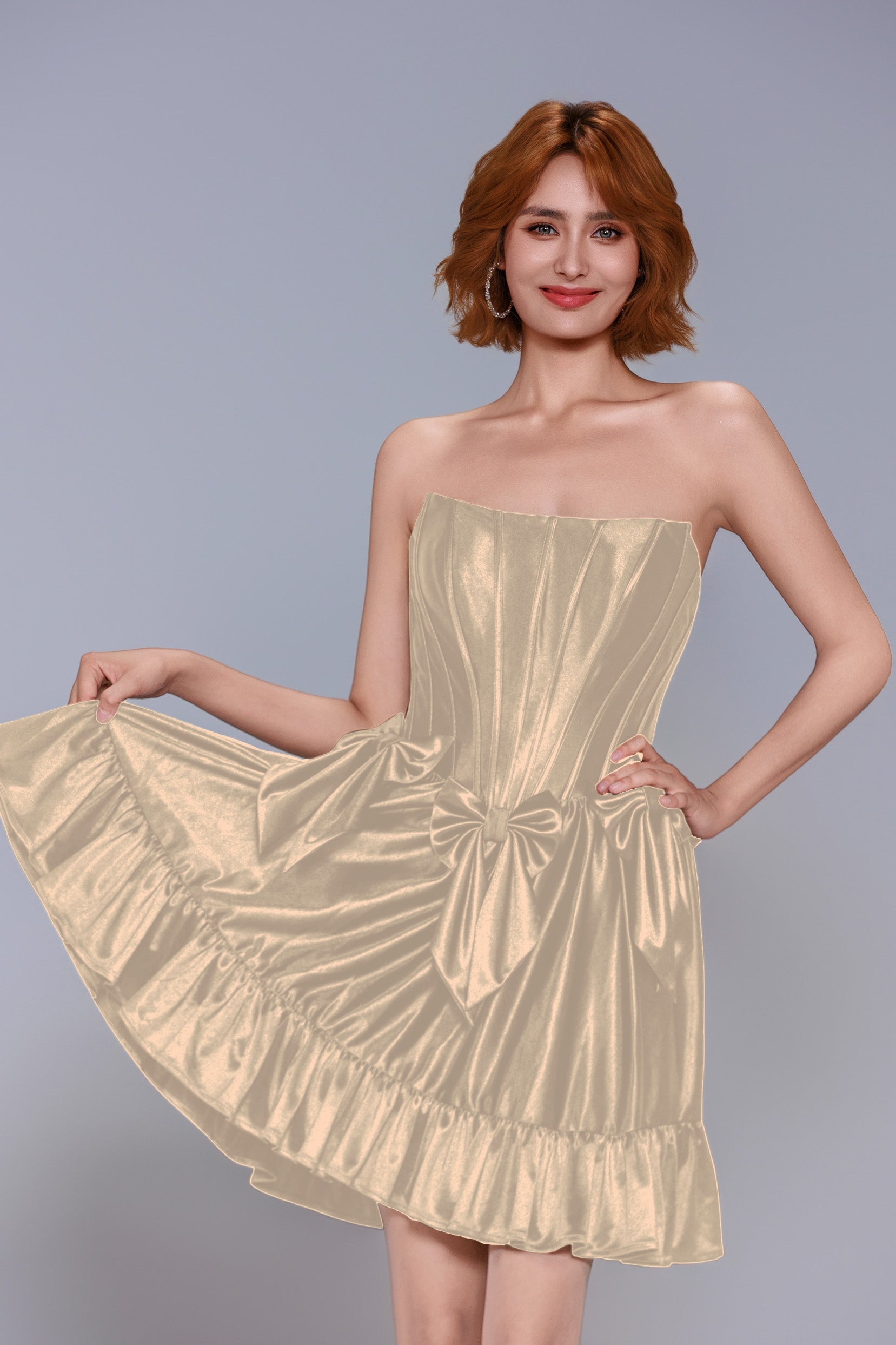 A-Line Mini Stretch Satin Homecoming Dress CS1015