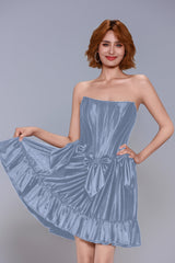 A-Line Mini Stretch Satin Homecoming Dress CS1015