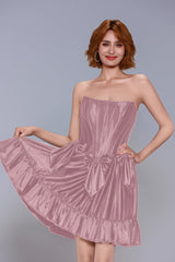 A-Line Mini Stretch Satin Homecoming Dress CS1015