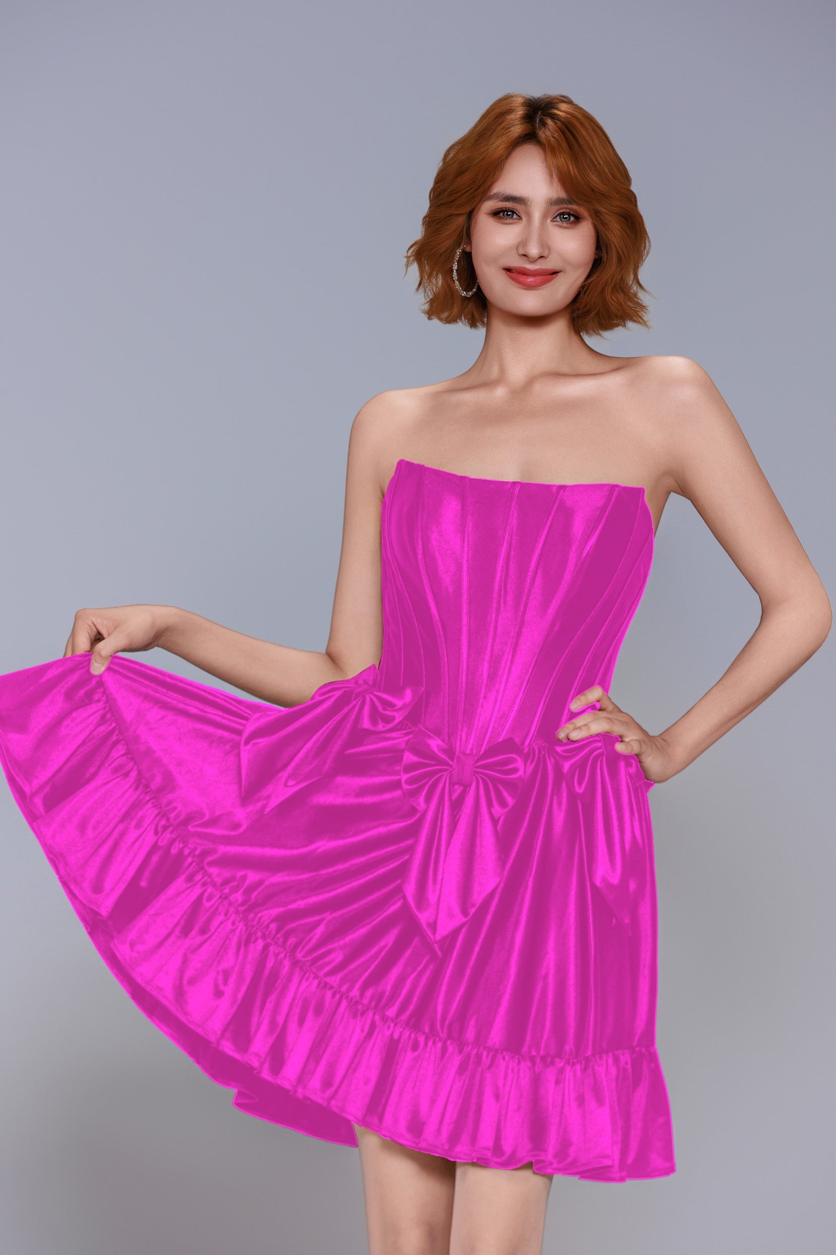A-Line Mini Stretch Satin Homecoming Dress CS1015