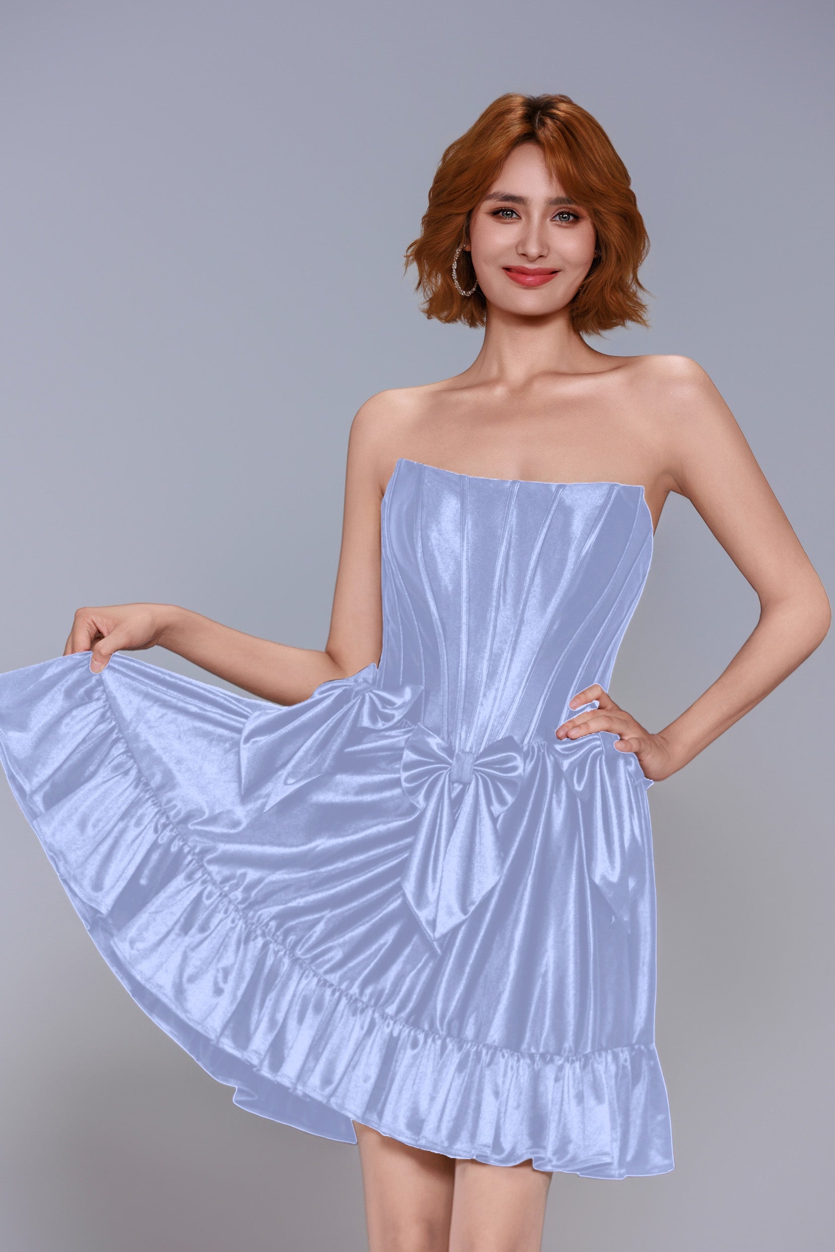 A-Line Mini Stretch Satin Homecoming Dress CS1015