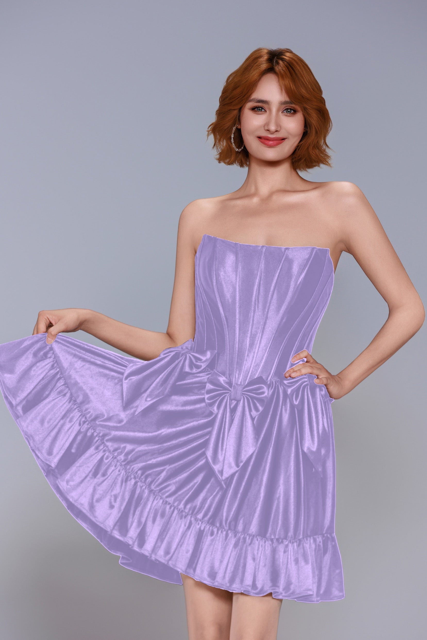 A-Line Mini Stretch Satin Homecoming Dress CS1015
