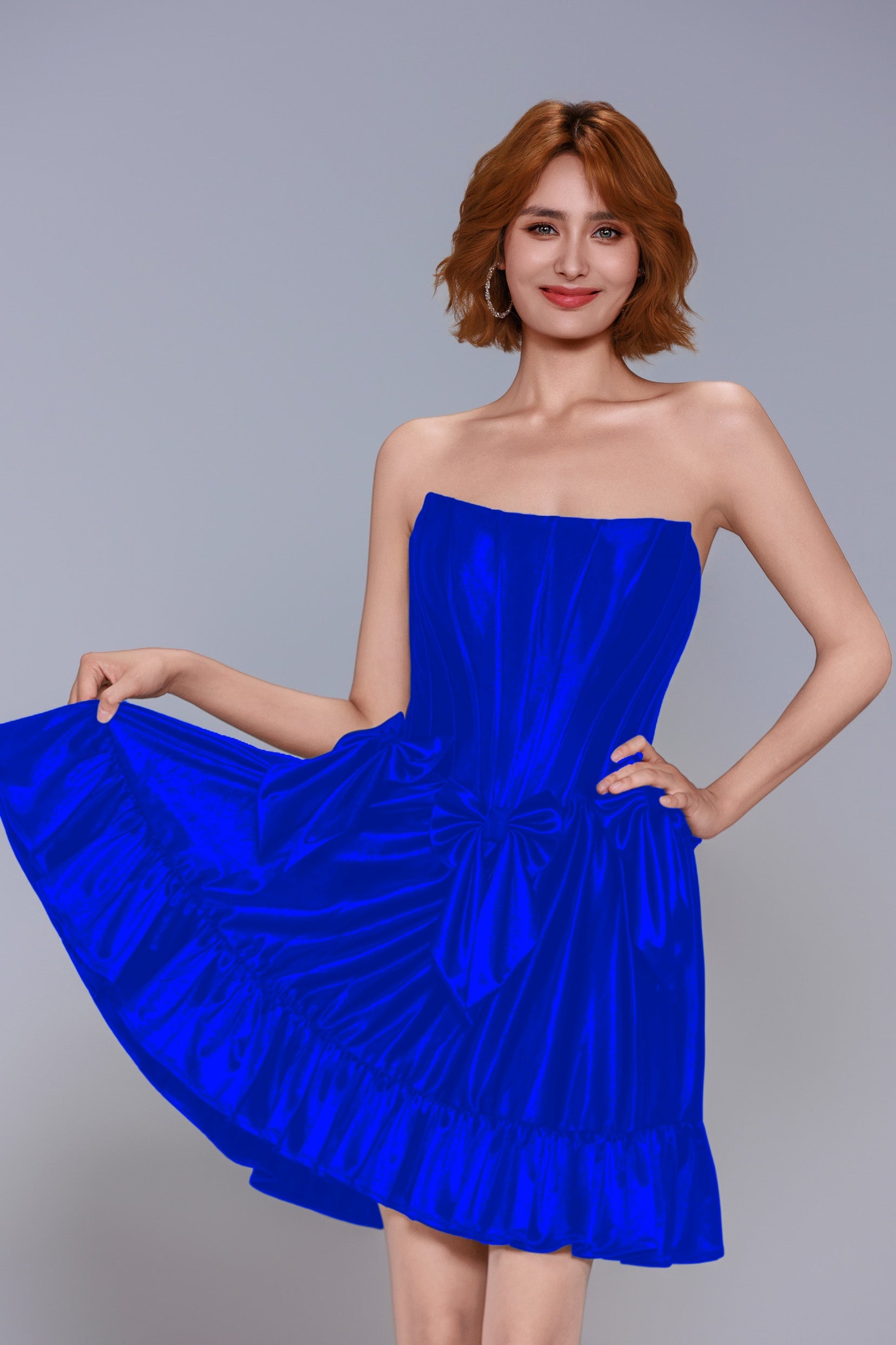 A-Line Mini Stretch Satin Homecoming Dress CS1015