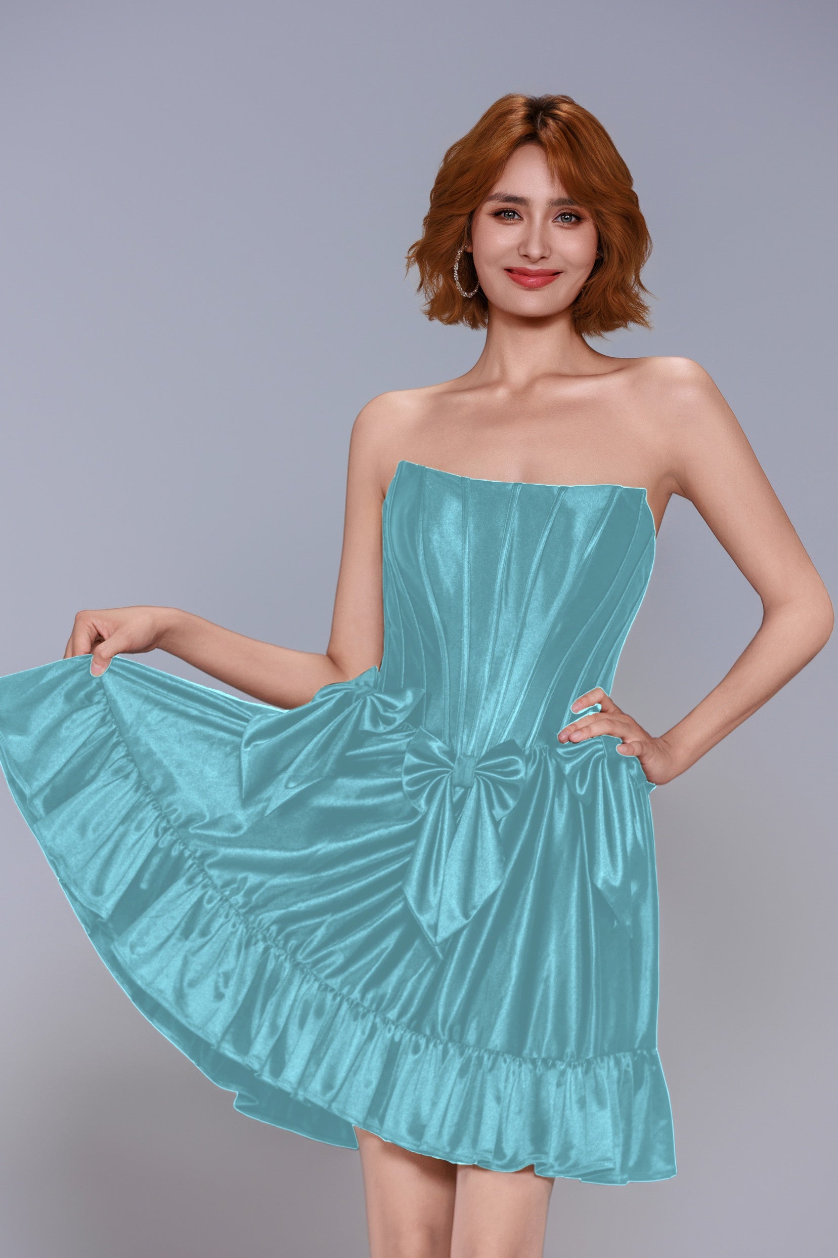 A-Line Mini Stretch Satin Homecoming Dress CS1015