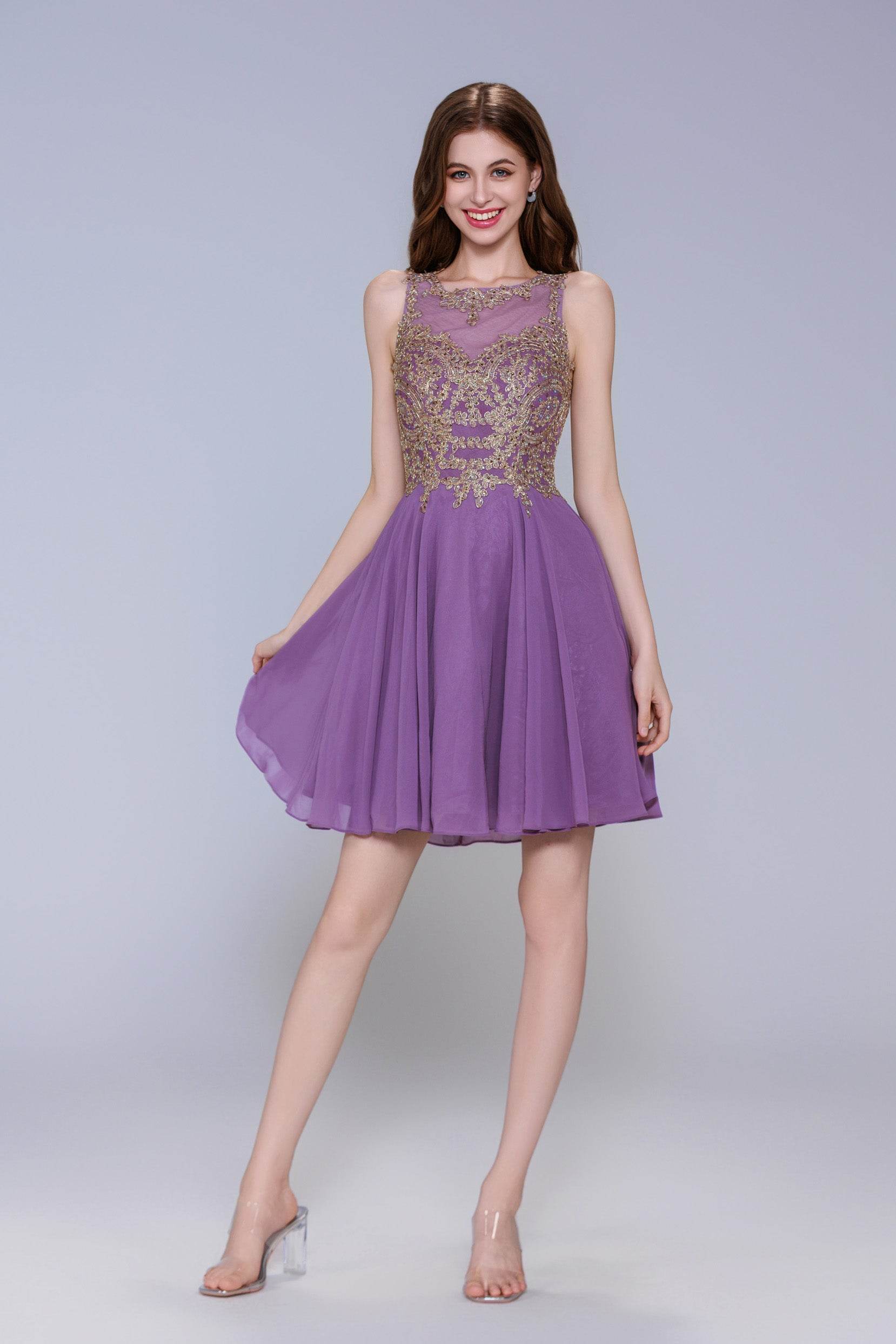 A-Line Mini Chiffon Homecoming Dress CS1021 - COCOMELODY