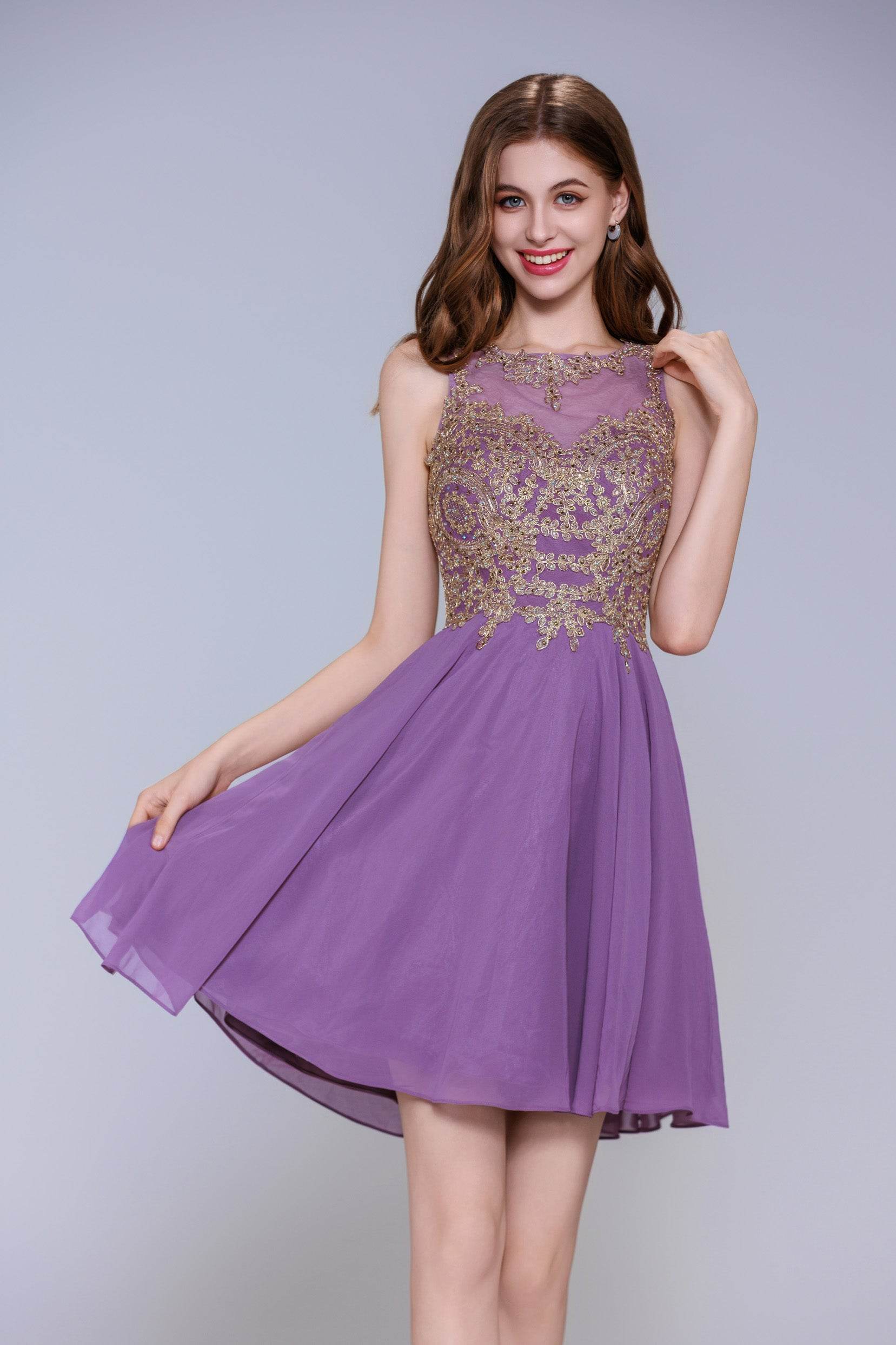 A-Line Mini Chiffon Homecoming Dress CS1021 - COCOMELODY