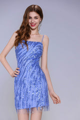 Sheath-Column Mini Sparkle Tulle Homecoming Dress CS1024 - COCOMELODY