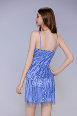 Sheath-Column Mini Sparkle Tulle Homecoming Dress CS1024 - COCOMELODY