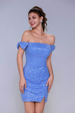 Sheath-Column Mini Sparkle Tulle Homecoming Dress CS1025 - COCOMELODY