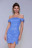 Sheath-Column Mini Sparkle Tulle Homecoming Dress CS1025 - COCOMELODY