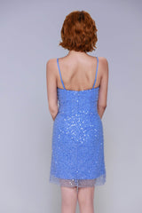 Sheath-Column Mini Sparkle Tulle Homecoming Dress CS1026 - COCOMELODY