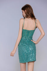Sheath-Column Mini Sparkle Tulle Homecoming Dress CS1027 - COCOMELODY
