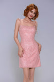 Sheath-Column Mini Sparkle Tulle Homecoming Dress CS1029 - COCOMELODY