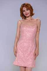 Sheath-Column Mini Sparkle Tulle Homecoming Dress CS1029 - COCOMELODY