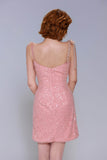 Sheath-Column Mini Sparkle Tulle Homecoming Dress CS1029 - COCOMELODY