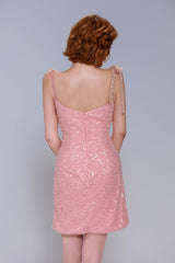Sheath-Column Mini Sparkle Tulle Homecoming Dress CS1029 - COCOMELODY