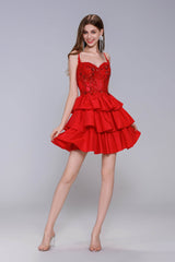 A-Line Mini Taffeta Homecoming Dress CS1033 - COCOMELODY