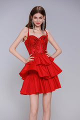 A-Line Mini Taffeta Homecoming Dress CS1033 - COCOMELODY