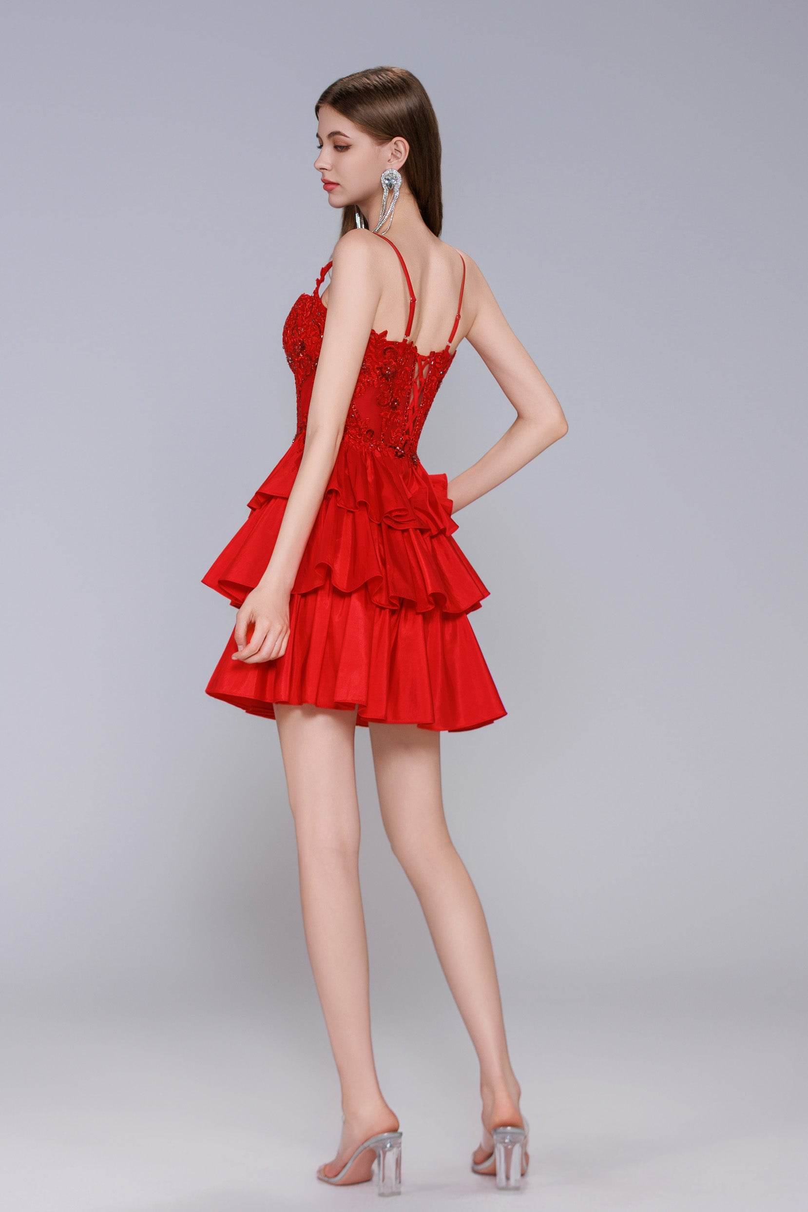 A-Line Mini Taffeta Homecoming Dress CS1033 - COCOMELODY