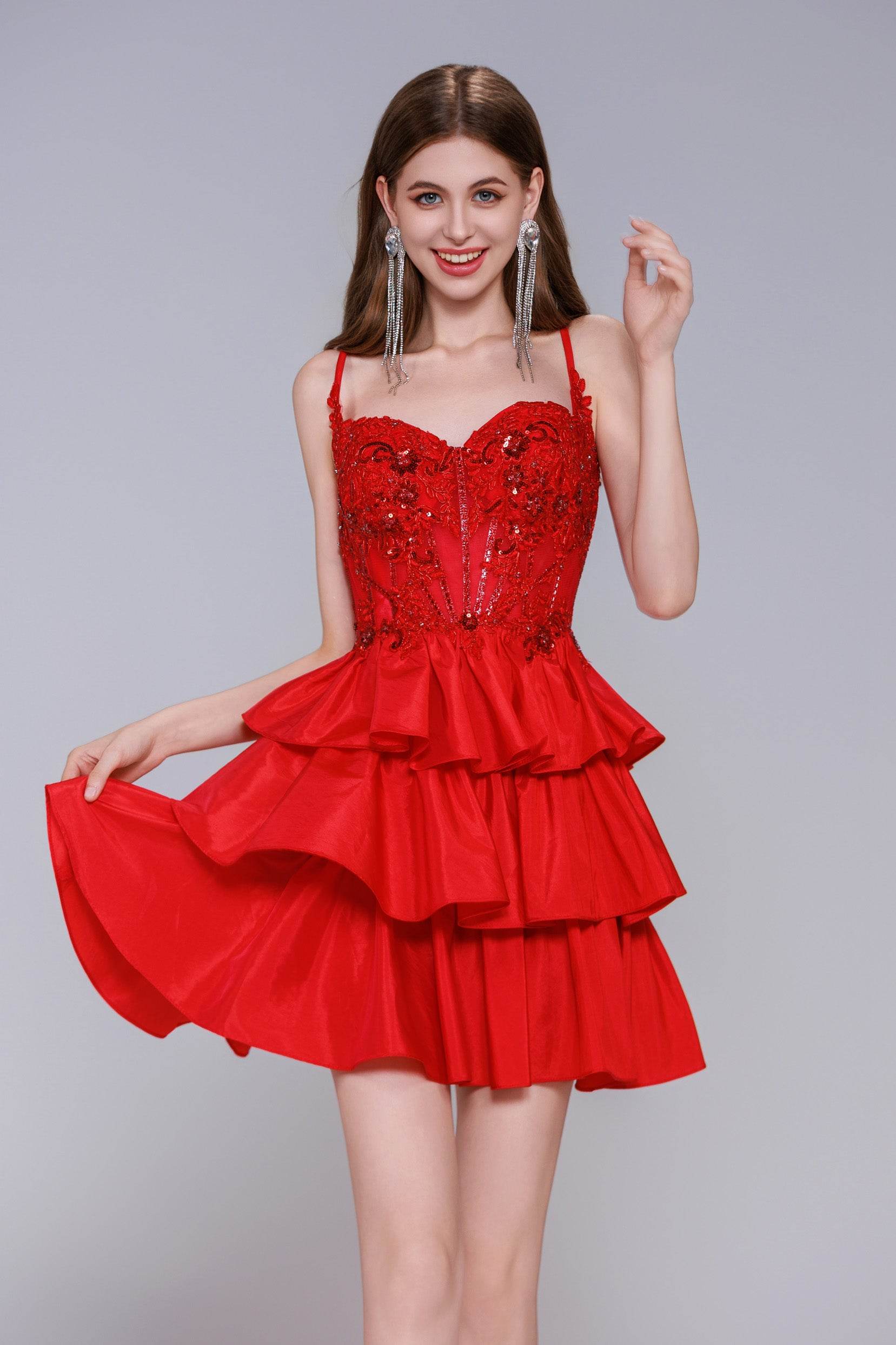 A-Line Mini Taffeta Homecoming Dress CS1033 - COCOMELODY