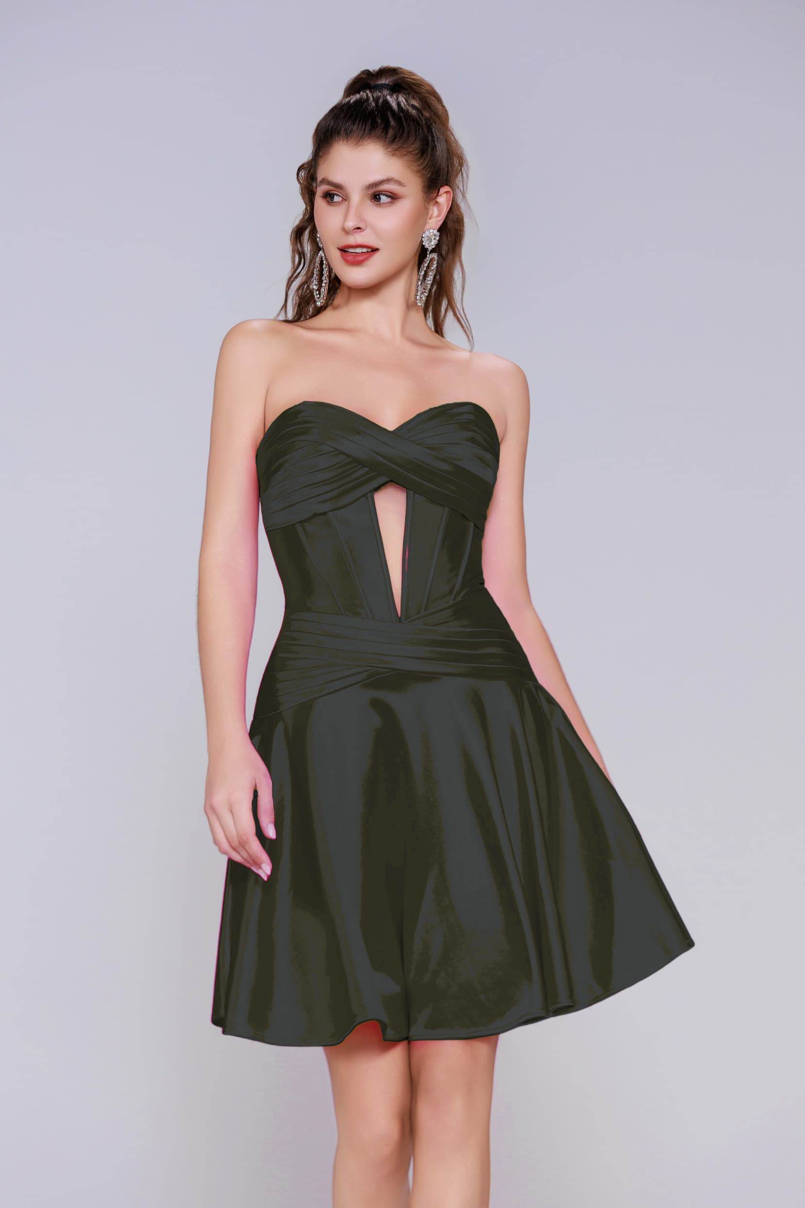 A-Line Mini Stretch Satin Homecoming Dress CS1035 - COCOMELODY