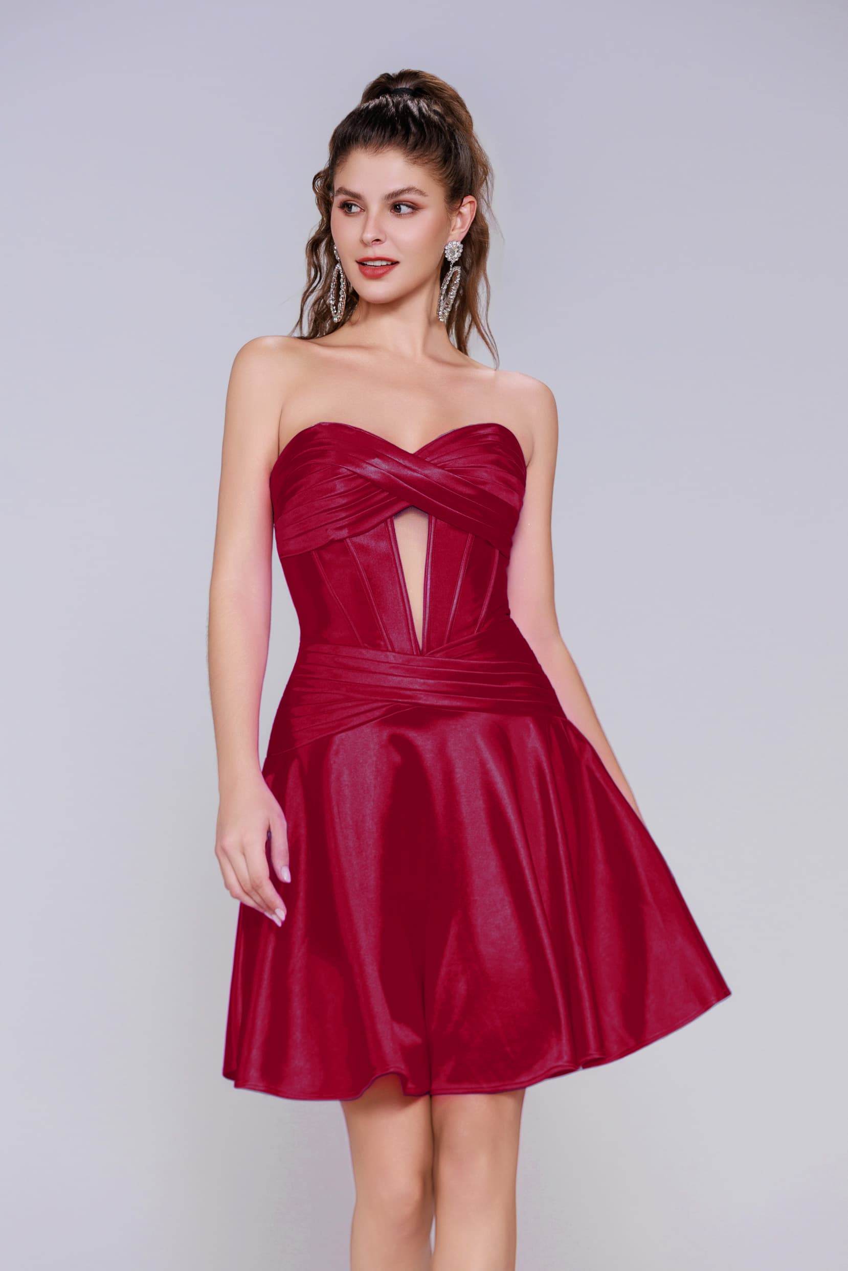 A-Line Mini Stretch Satin Homecoming Dress CS1035 - COCOMELODY