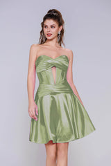 A-Line Mini Stretch Satin Homecoming Dress CS1035 - COCOMELODY