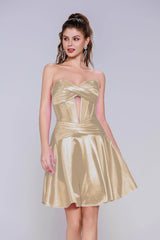 A-Line Mini Stretch Satin Homecoming Dress CS1035 - COCOMELODY