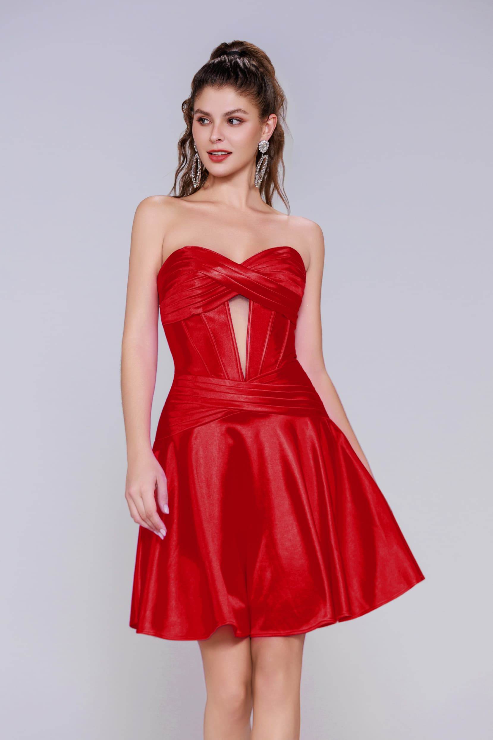 A-Line Mini Stretch Satin Homecoming Dress CS1035 - COCOMELODY