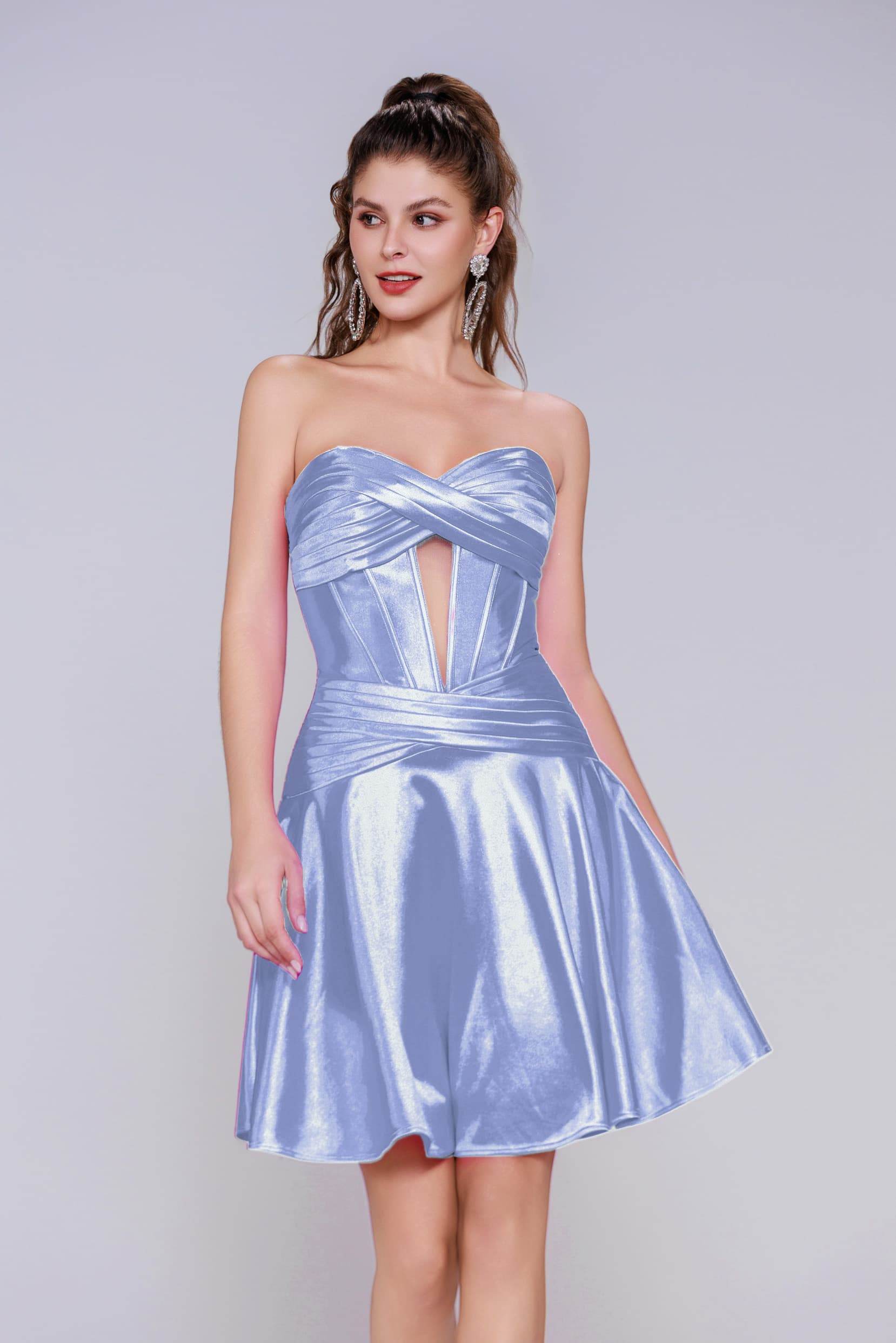 A-Line Mini Stretch Satin Homecoming Dress CS1035 - COCOMELODY