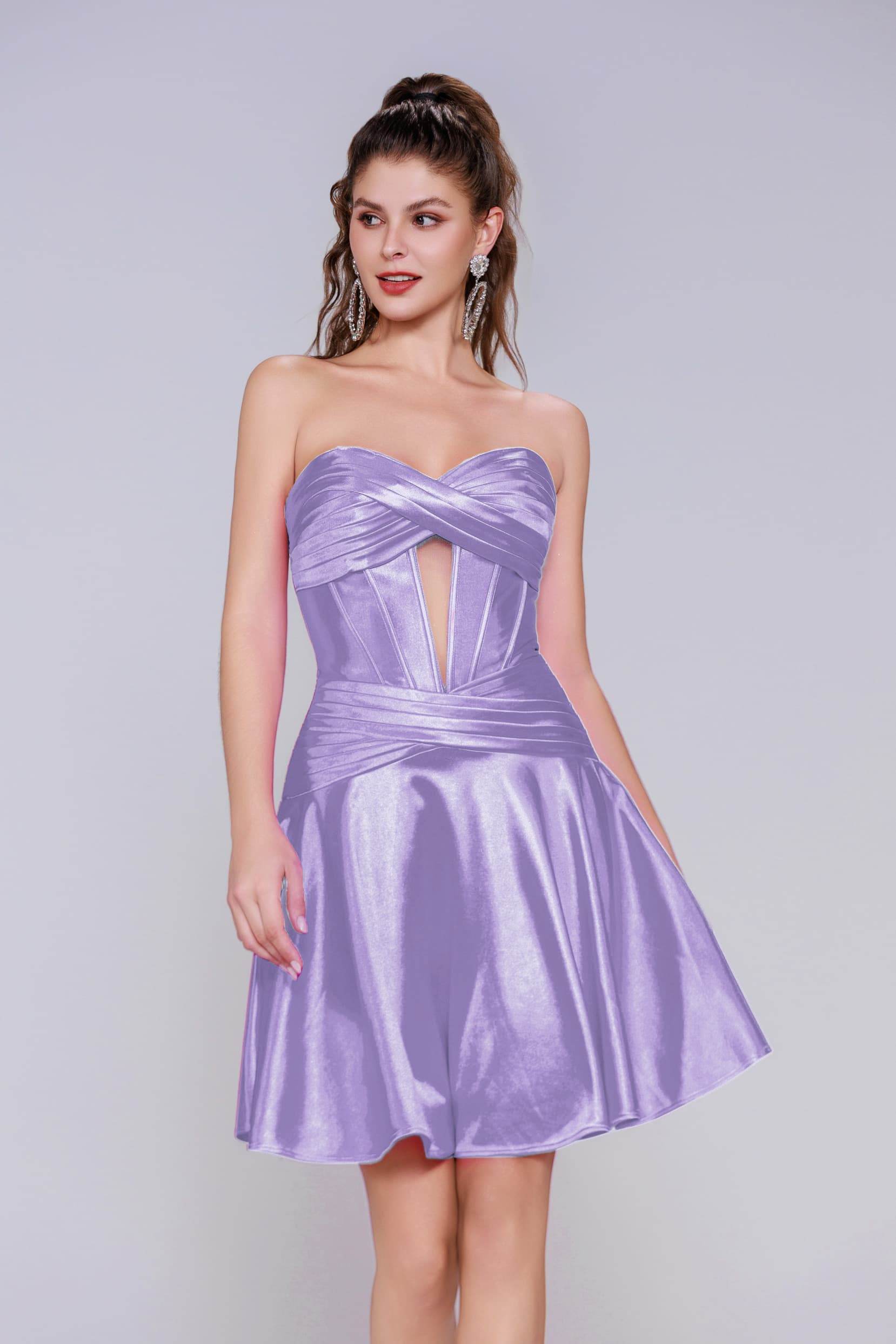 A-Line Mini Stretch Satin Homecoming Dress CS1035 - COCOMELODY
