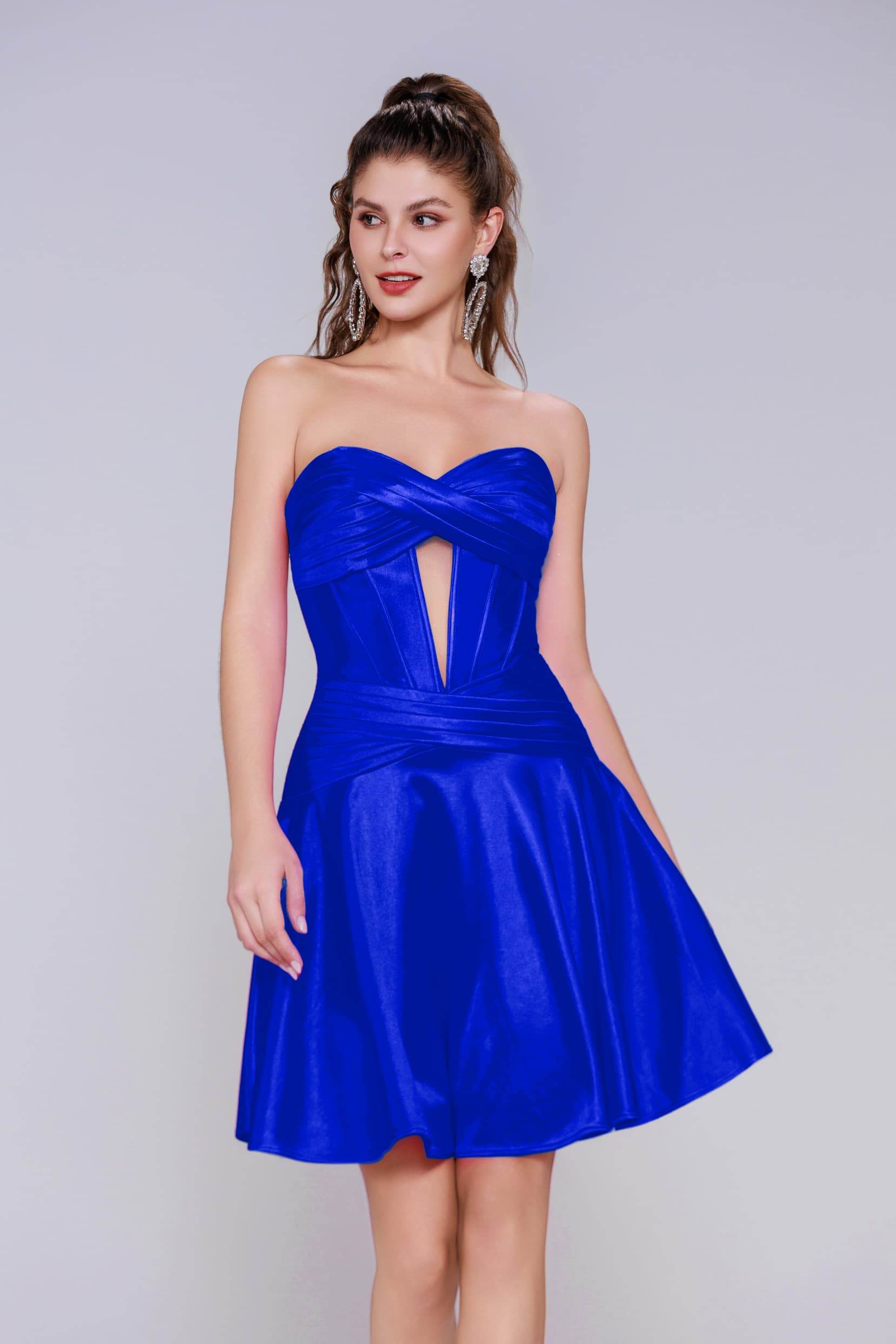 A-Line Mini Stretch Satin Homecoming Dress CS1035 - COCOMELODY